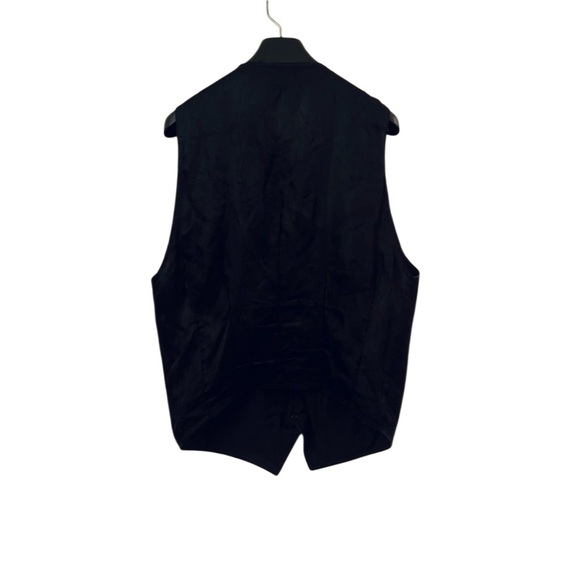 Vintage 80s Fringe Suede Leather Oversized Boho Western Rockabilly Black Vest XL - Picture 2 of 9